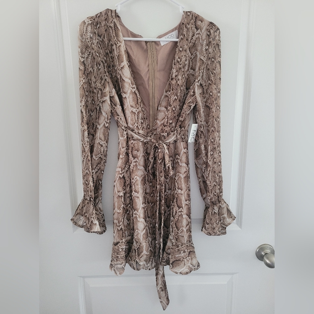 MOD On Trend Tan Snakeskin Dress